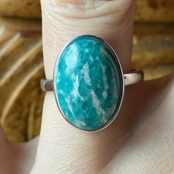 Russian Amazonite Sterling Silver Ring Size 7 - Picture 1 of 10
